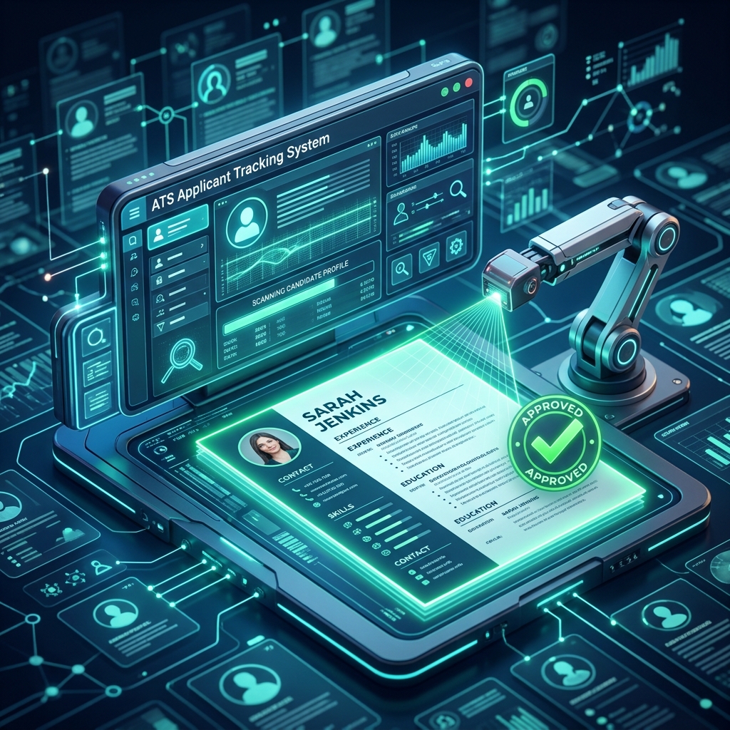 Applicant Tracking System scanning a digital resume